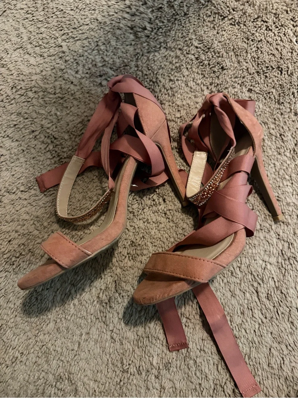 Women's Wrap Ankle Strap Sandals in Dusty Rose